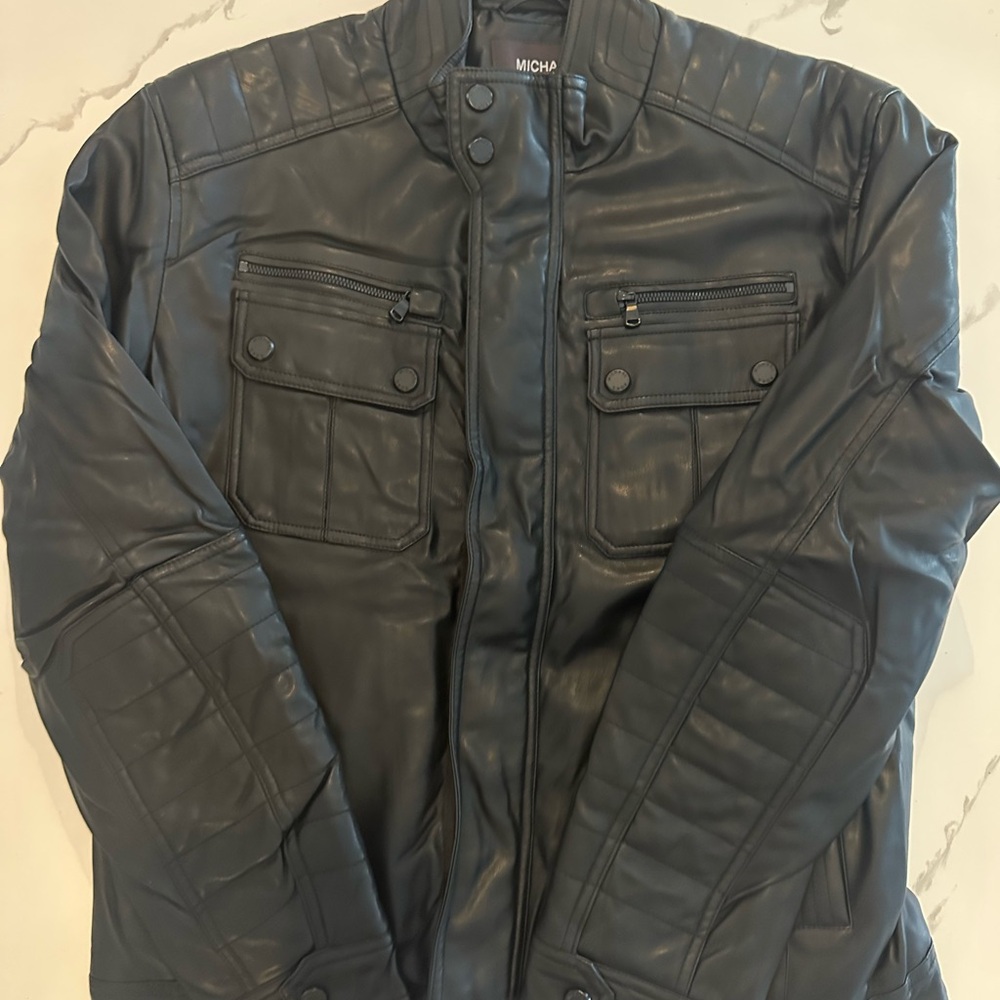 MICHAEL Michael Kors Black Quilted Faux Leather Bomber Jacket